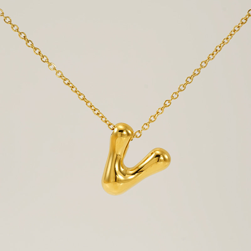 Wholesale Glossy bubble letter necklace for women 26 English letter pendants